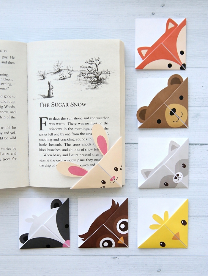 bonitos separadores de libros infantiles con caras de animales, manualidades para niños 