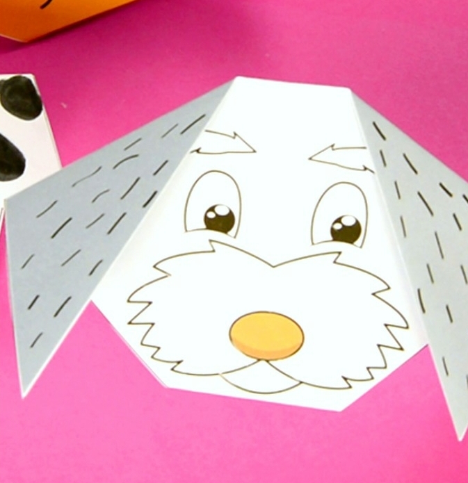 manualidades para niños super fáciles de hacer, figuras de papel DIY paso a paso, perros de papel 