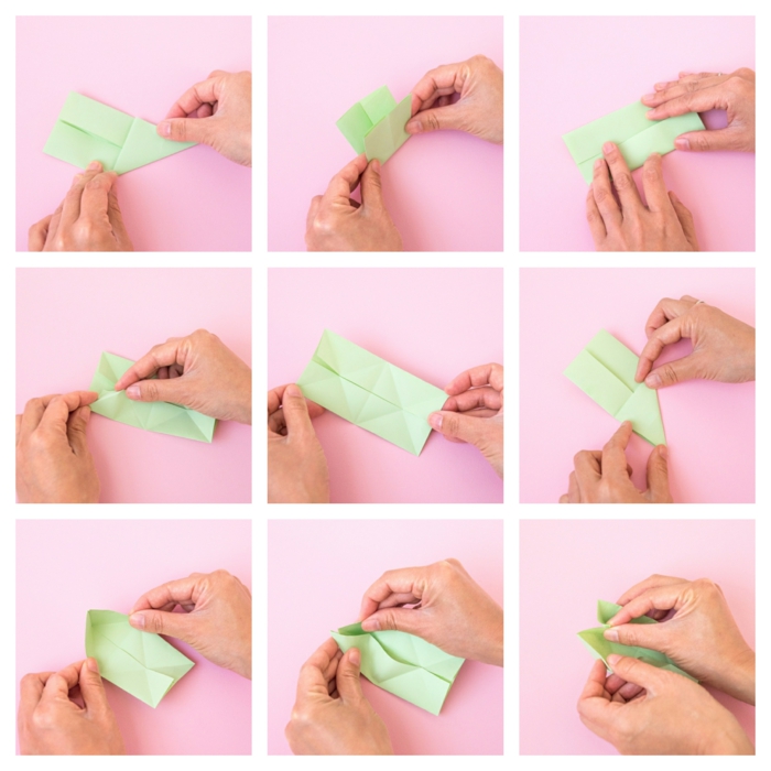 sorpresas de cumpleaños para amigas, pasos para hacer el origami de cactus para el marco