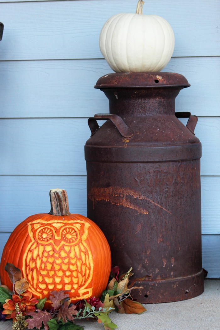 ideas encantadoras sobre como decorar calabazas de halloween, decoración en estilo rústico 