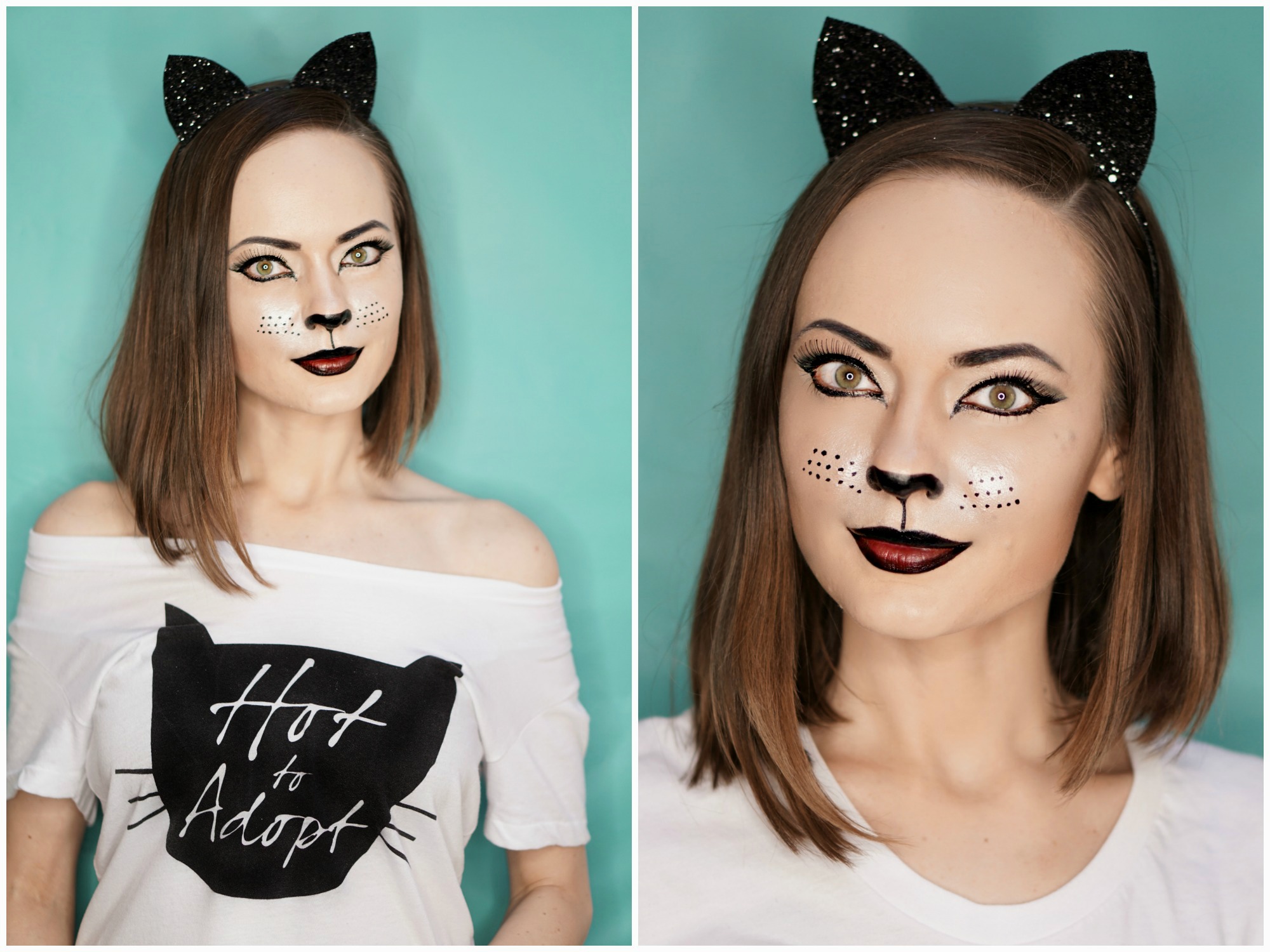como conseguir un maquillaje sexy y fatal para las fiestas de Halloween, cara pintada de gato paso a paso 
