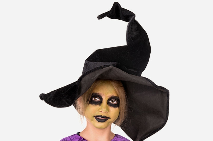 maquillaje bruja niña super fácil de hacer, ideas de maquillaje infantil Halloween, disfraces para niños 