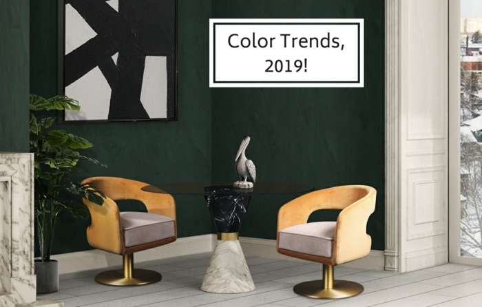 ideas sobre que colores se llevan para pintar un salon en 2019, salon moderno pintado en verde oscuro, sillas color mostaza