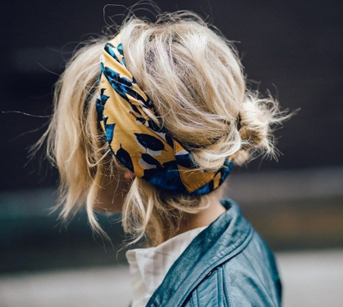  pañuelos en la cabeza modernos, pañuelo de algodón en amarillo y azul, accesorios decorativos modernos 