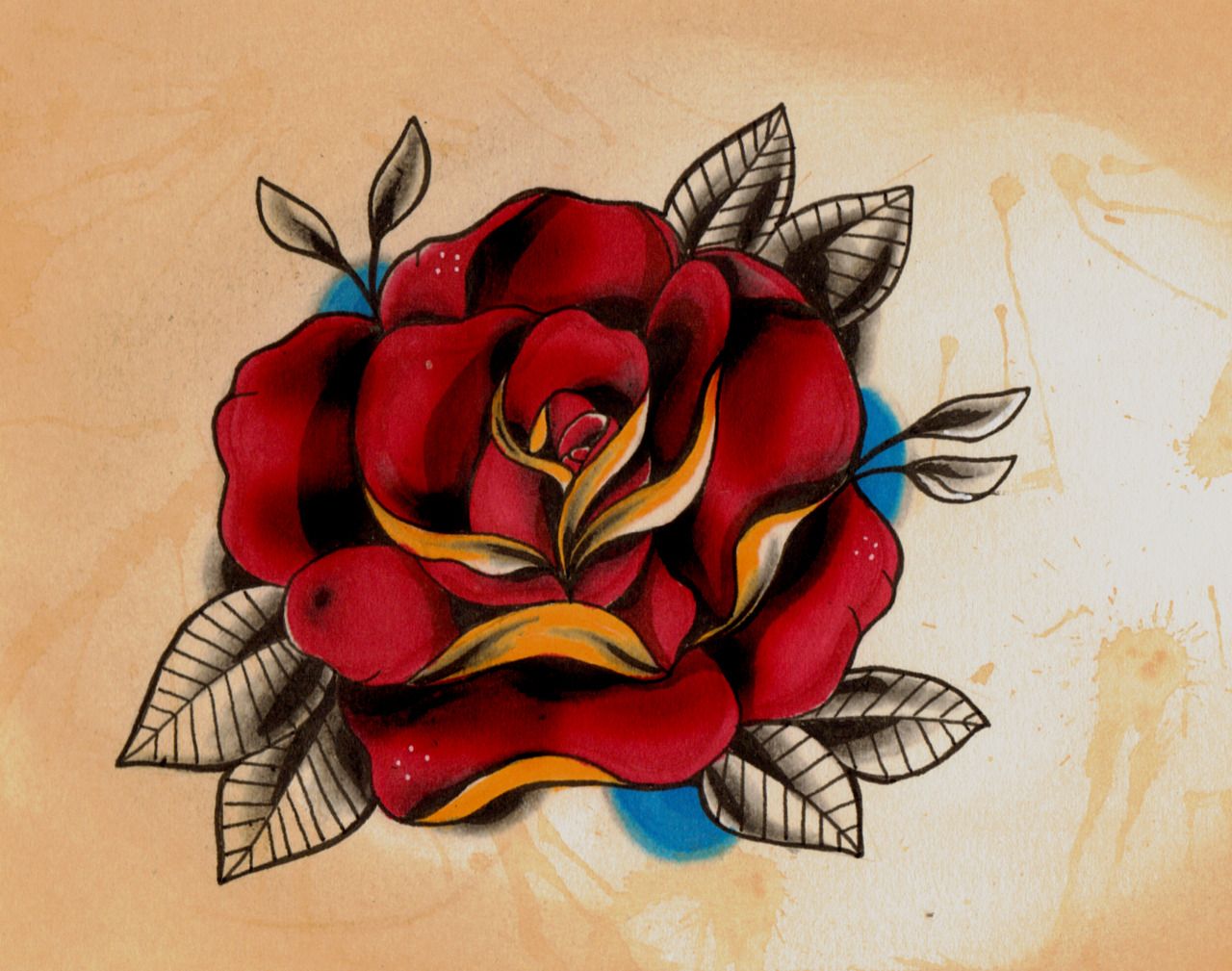 diseños típicos tatuajes tradicionales para hombres y mujeres, rosa roja, diseño clásico en colores intensos, tatuajes old school rosas