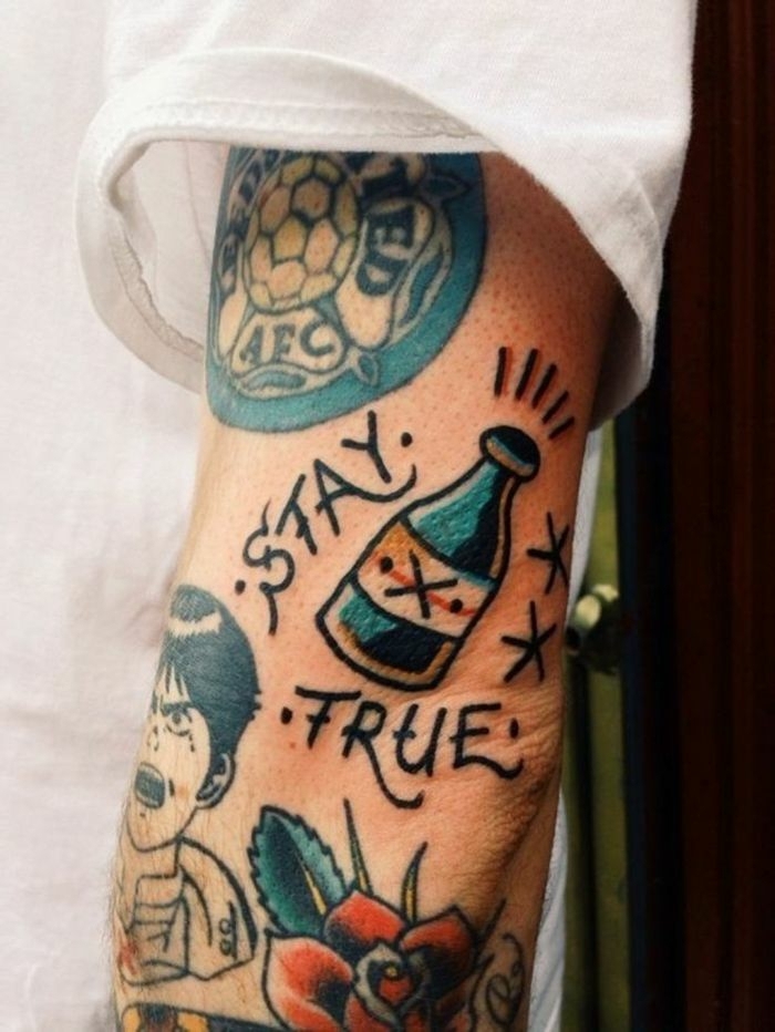 diseños clásicos de tatuajes tradicionales americanos, simbolos tradicionales, tatuajes para hombres en el brazo, tatuajes old school hombre brazo