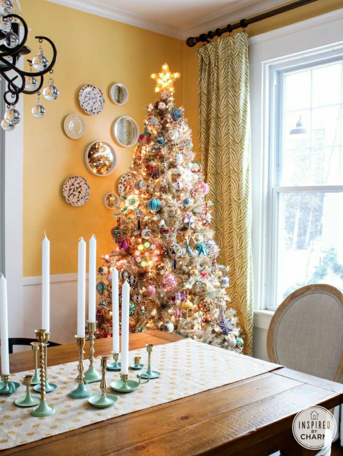 preciosa decoración en colores pasteles, como decorar un arbol de navidad 2018, comedor decorado en estilo vintage 