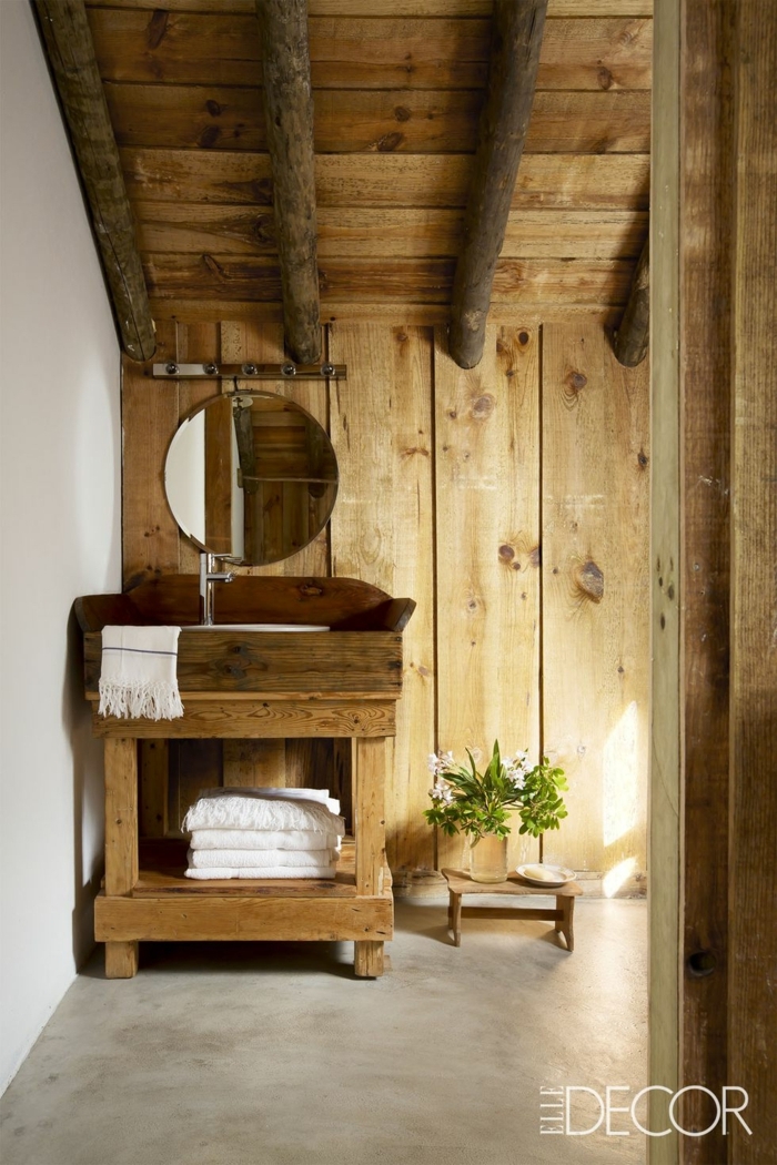 reformas de baño, pequeño baño de madera decorado en estilo rústico, baños acogedores decoración rústica 