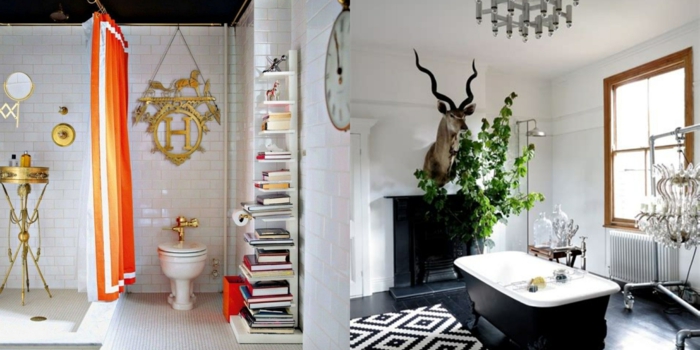 decoracion baños pequeños en estilo eclécticos, cuartos de baño modernos decorados de diseño, mezcla de estilos decorativos 