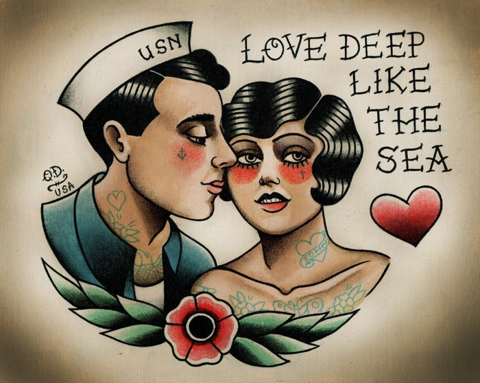 tatuajes con simbolos nostálgicos inspirados en los marineros, tatuajes faciles vintage ideas 