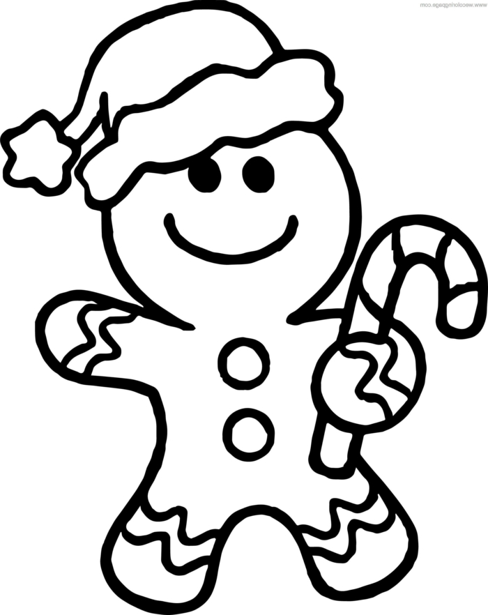 dibujos navideños para colorear imprimibles, dibujo de muñequito de jengibre, actividades navideñas infantiles 