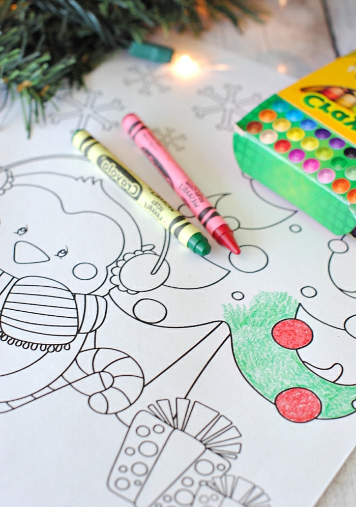 dibujos navideños para colorear con ceras, ideas para los niños, actividades que fomentan la creatividad 
