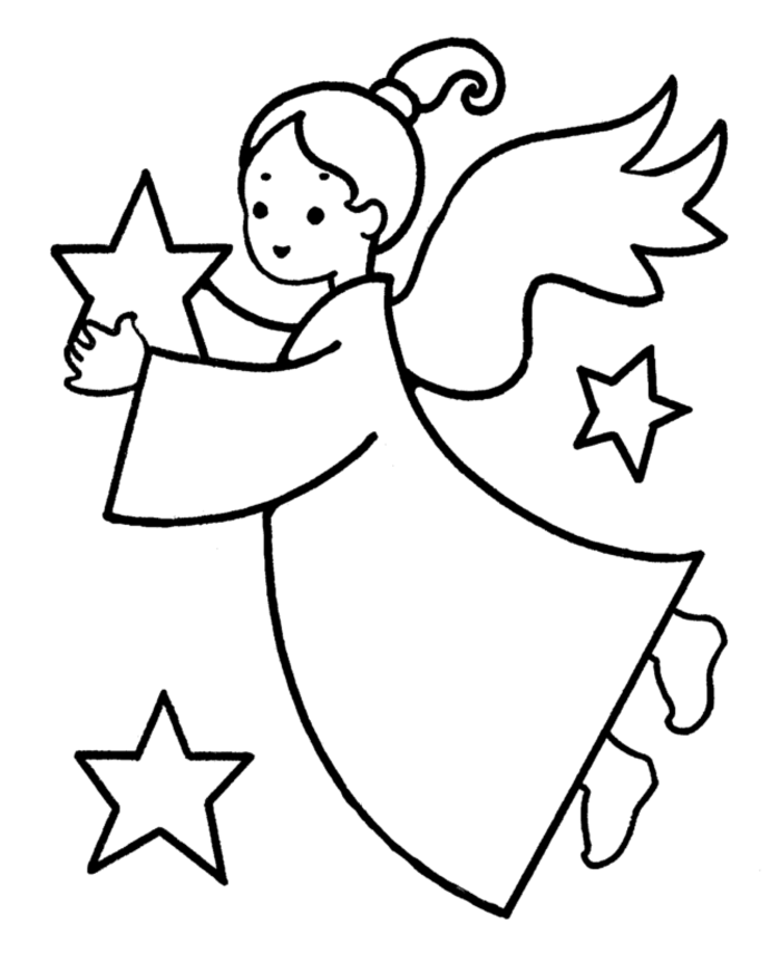 dibujos de navidad faciles para colorear con tu pequeño, dibujo de angelito navideño 