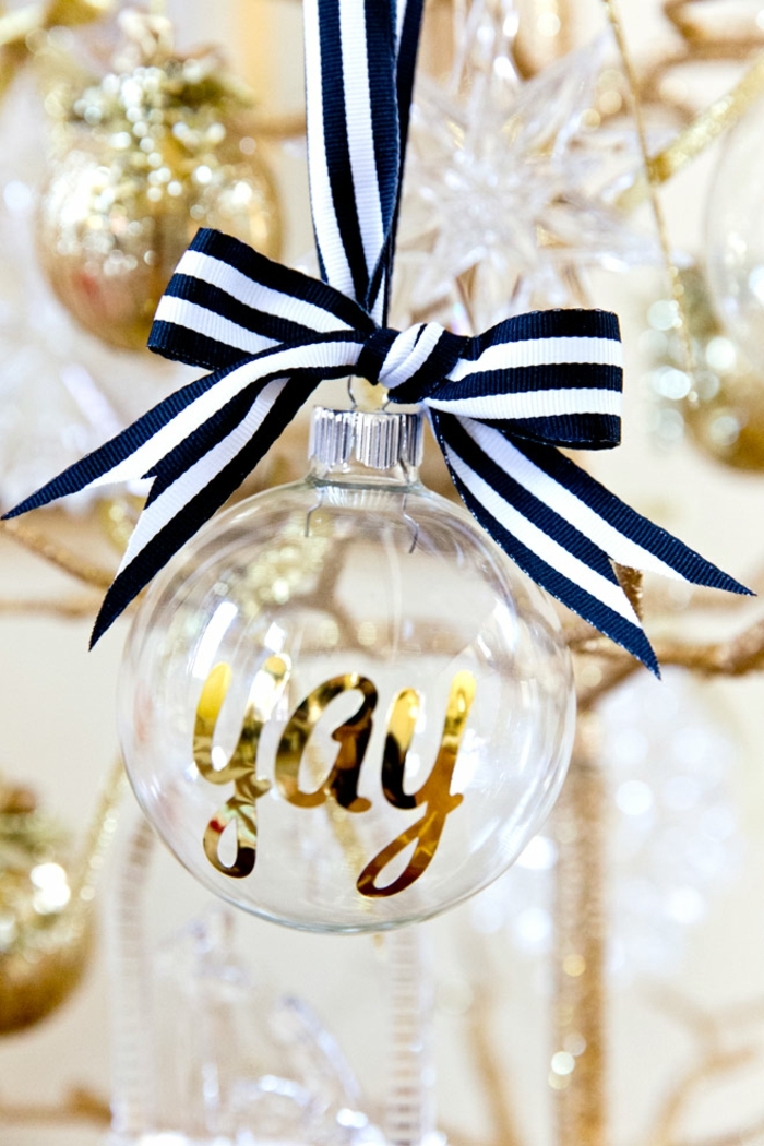 detalles para regalar en Navidad, regalos para amigo invisible originales, adorno navideño, bola de Navidad con letras en dorado 