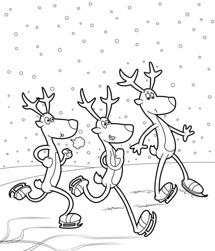 los renos de papá noel patinando, dibujos originales de motivos navideños para descargar 