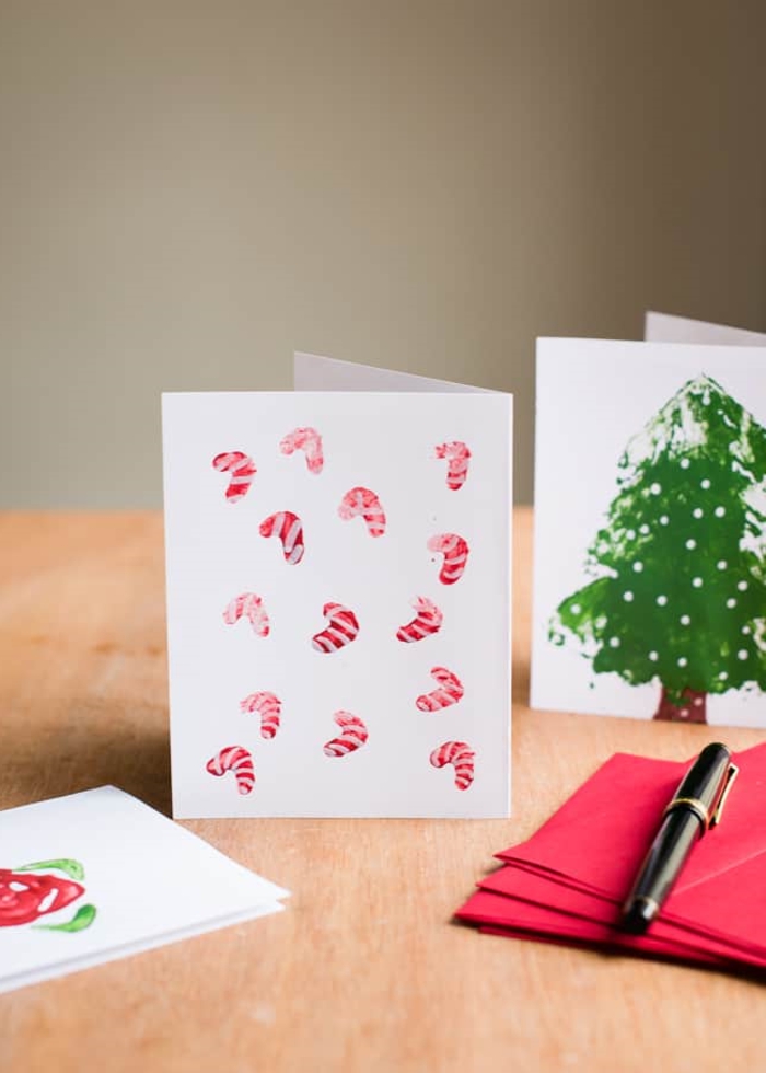 bonitas ideas de postales de navidad hechas a mano super sencillas, manualidades navideñas originales 