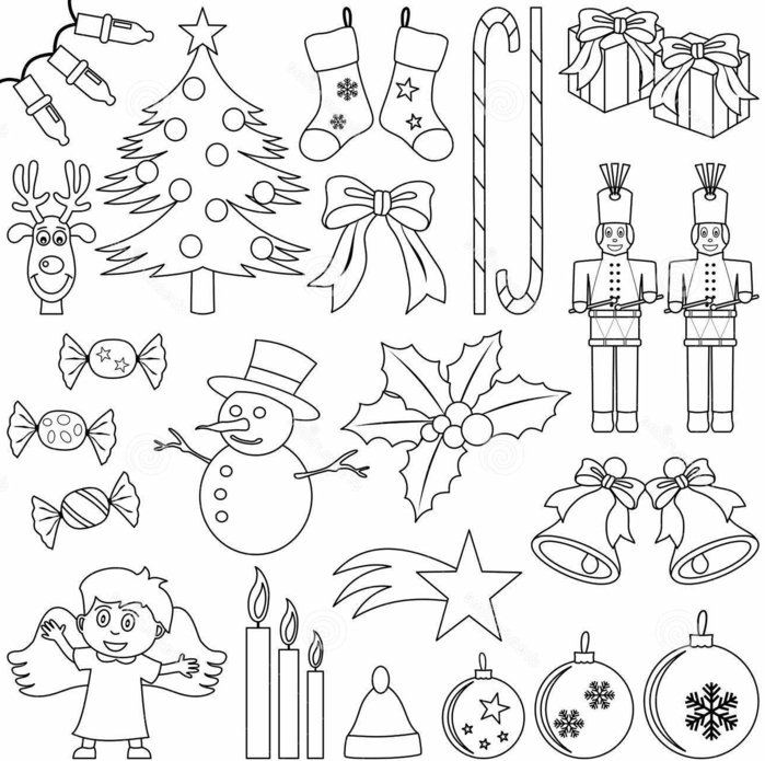 motivos navideños pequeños para colorear, propuestas para adultos y pequeños, árboles de navidad y adornos 