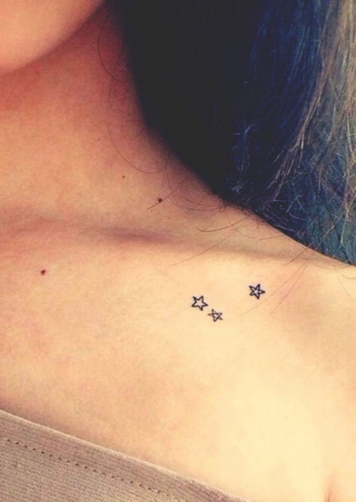 tattoos chicos con estrellas, preciosas ideas de tattoos muy pequeños, diseños en estilo minimalista 