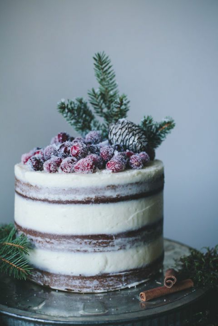 preciosas imagines de tartas para navidad con bonita decoración, tartas navideñas decoradas con frutas azucaradas 
