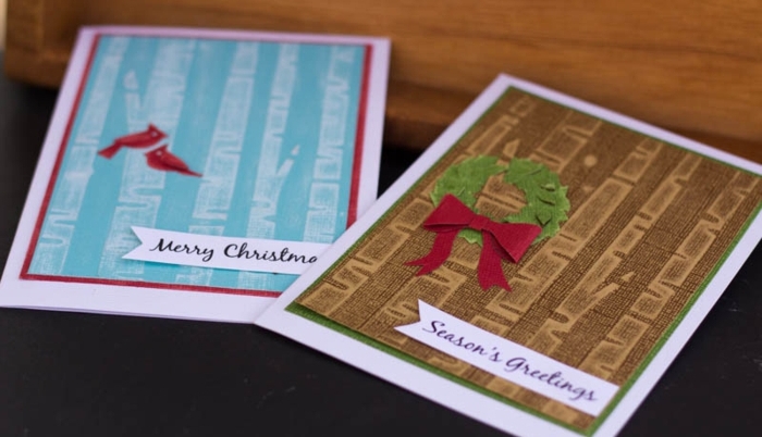 preciosas postales de navidad hechas a mano super fáciles de hacer, tarjetas DIY para Navidad