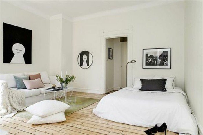 habitación decorada en colores claros en estilo escandinavo, como decorar un estudio paso a paso 