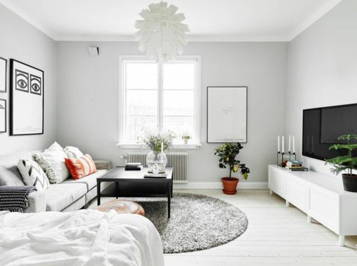 ideas de decoracion pisos pequeños ikea en colores claros, espacio decorado en gris claro 