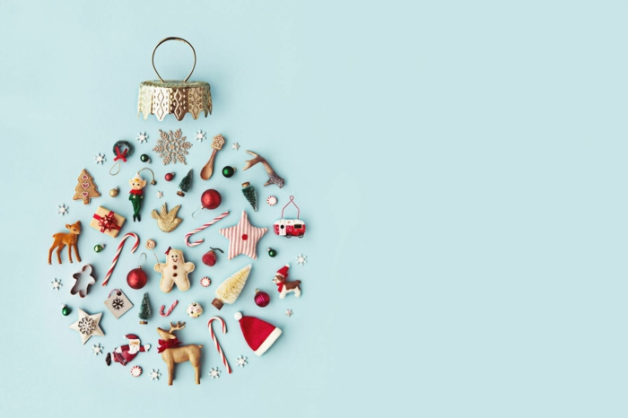 bonitas imagines navideñas descargables gratis, adorno navideño en forma de esfera hecho de pequeños detalles 