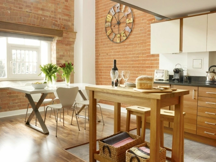 diseño de cocinas pequeñas decoradas en estilo rústico moderno, cocinas pequeñas para apartamentos 