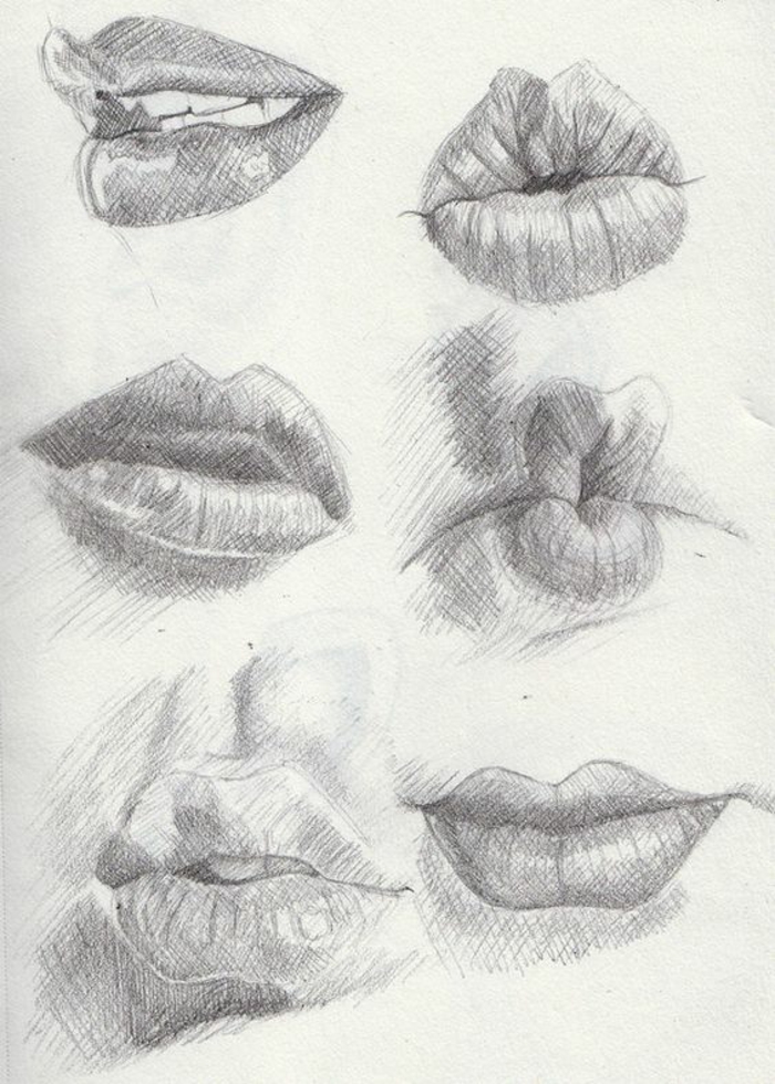 cómo dibujar labios, seis propuestas originales, ideas y consejos de dibujos mujer para principiantes 