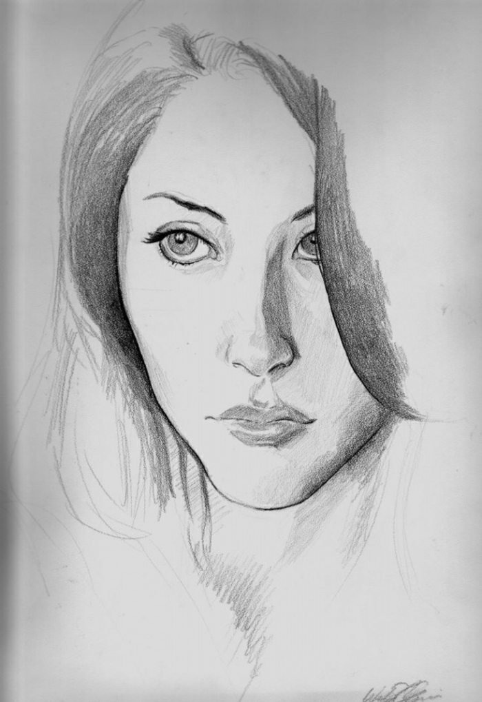 retratos de mujeres fáciles de hacer y bonitos, ideas sobre cómo dibujar la cara de una persona 