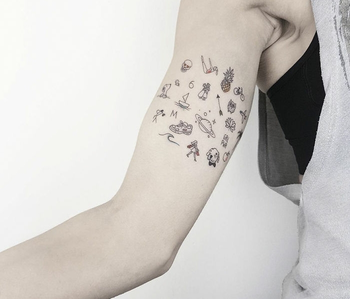 alucinantes ideas de tatuajes temporales, diseños bonitos, ejemplos de tatuajes con calcomanias 