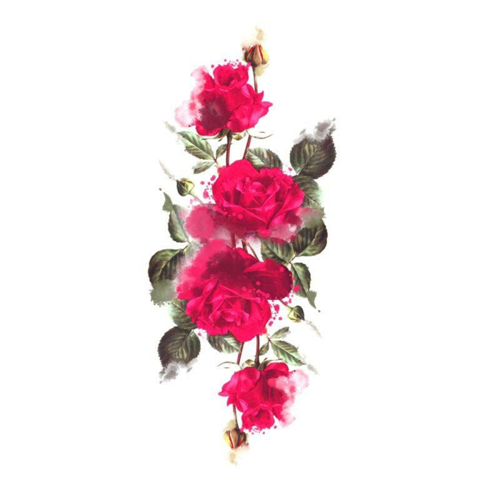 dibujos de rosas en colores para tatuajes, precioso dibujo con acuarelas rosas en color rosado 