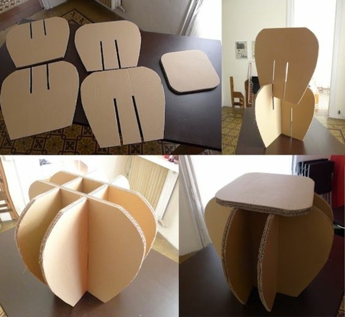 cómo hacer una pequeña mesa de cartón de diseño único paso a paso, muebles con carton originales 