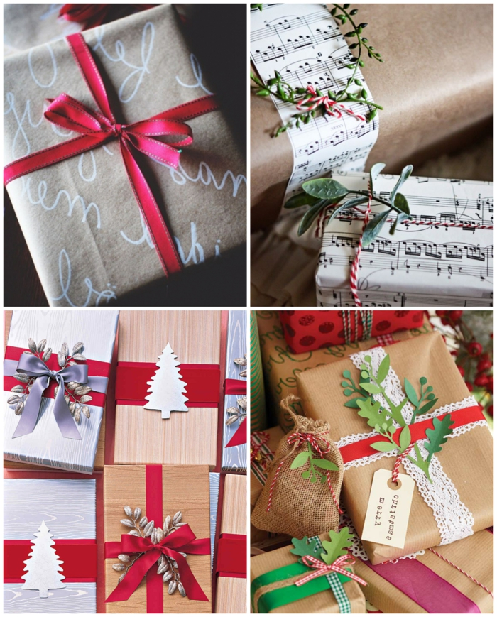 cajas de regalos envueltos de papel craft con bonitas decoraciones, regalos de navidad paso a paso 