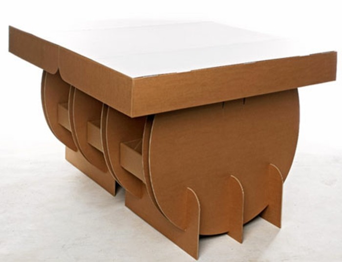 mesa de cartón original DIY, muebles bonitos y funcionales hechos con reciclaje en 60 fotos 
