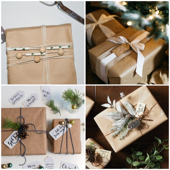 cuatro alucinantes propuestas sobre cómo envolver un regalo en papel cdraft y bonitos detalles decorativos 