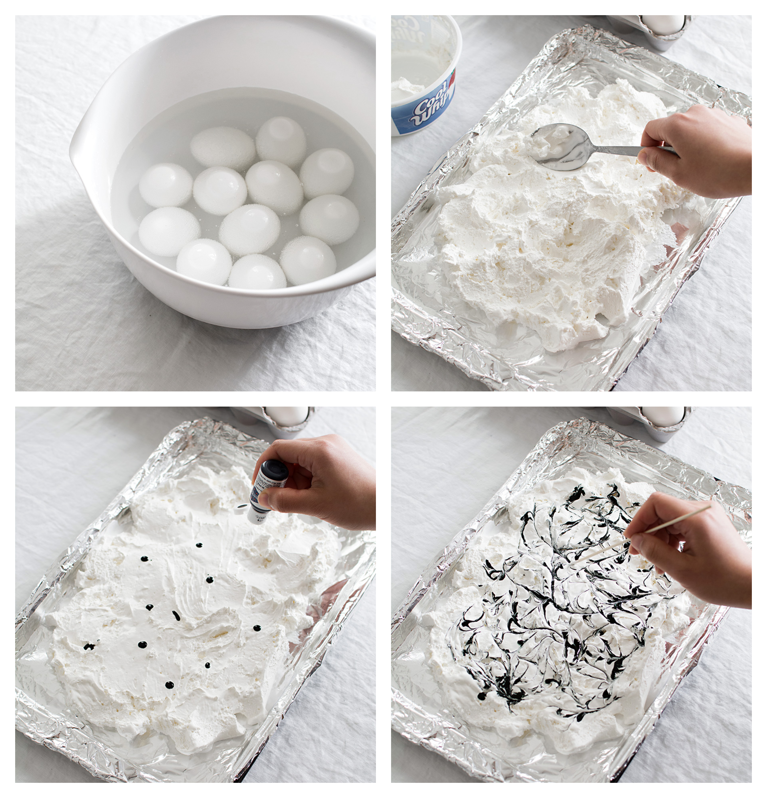 tutoriales sobre como hacer huevos de pascua, huevos bonitos en blanco y negro en imagines 