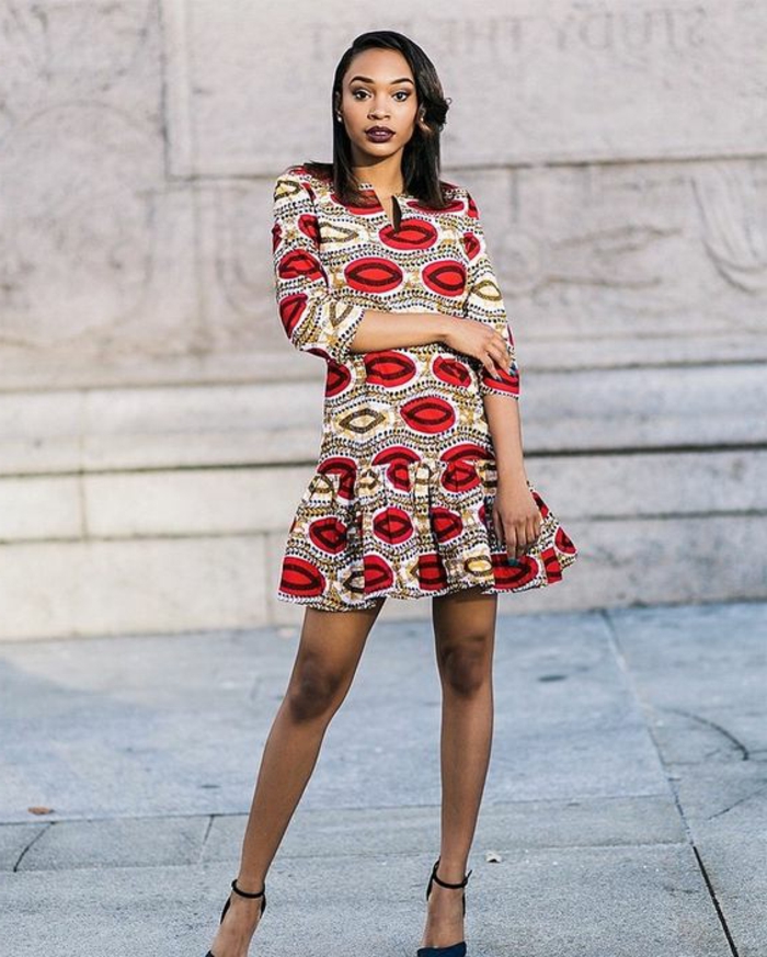 ropa africana para mujer, precioso vestido corto con estampados, vestidos africanos bonitos en fotos 