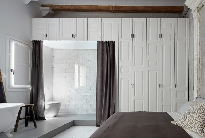bonitas ideas de dormitorios matrimonio decorados en estilo minimalista, decoración en blanco y gris 