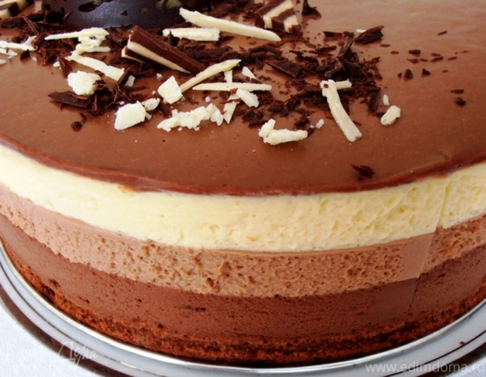 cómo hacer tarta de chocolate sin horno con gelatina, tarta mousse de chocolate negro, con leche y blanco