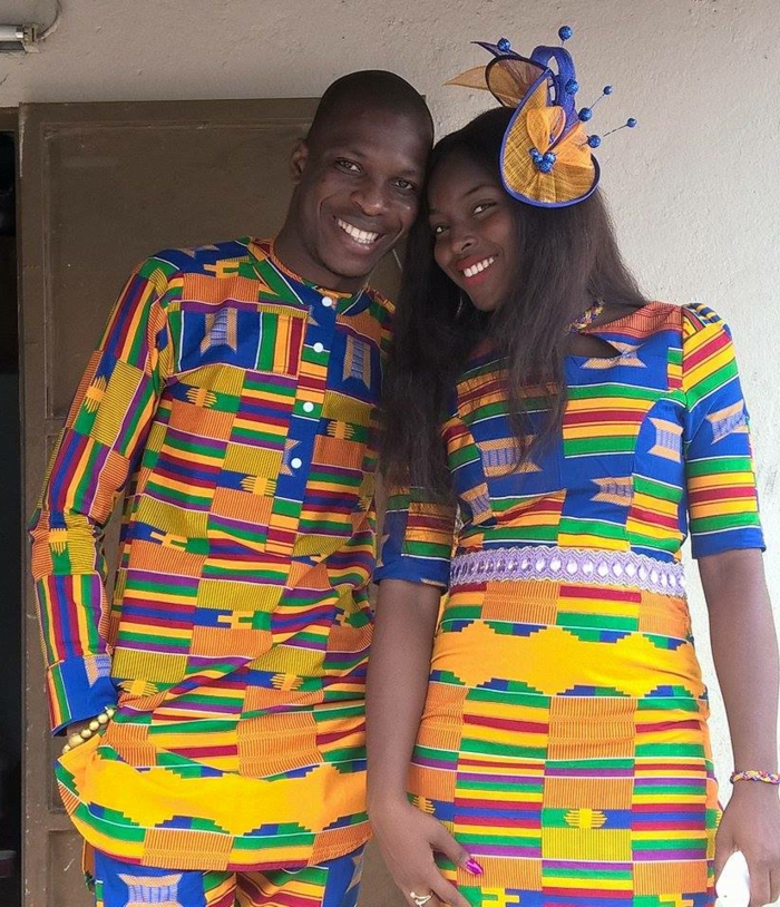 diseño de ropa que se parece al traje tipico africano, prendas coloridas para parejas en imagines 