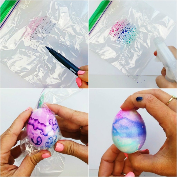 propuestas originales de decoracion casera de huevos de Pascua, técnicas con marcadores de colores 