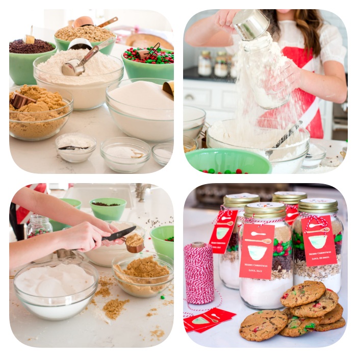ingredientes y pasos para hacer una mezcla de galletas navideñas para regalar, ideas de regalos temáticos para navidad 
