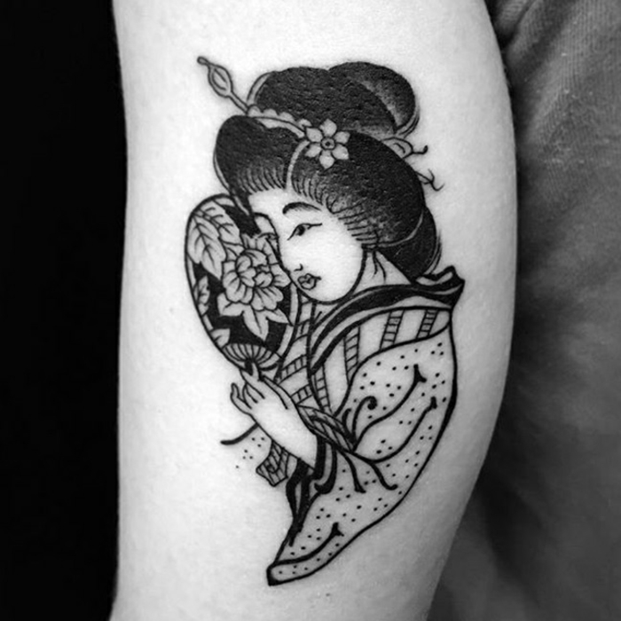 tatuajes de geishas, adorable tatuaje en el antebrazo, diseños de tattoos bonitos, tatuajes para hacerte en el antebrazo 