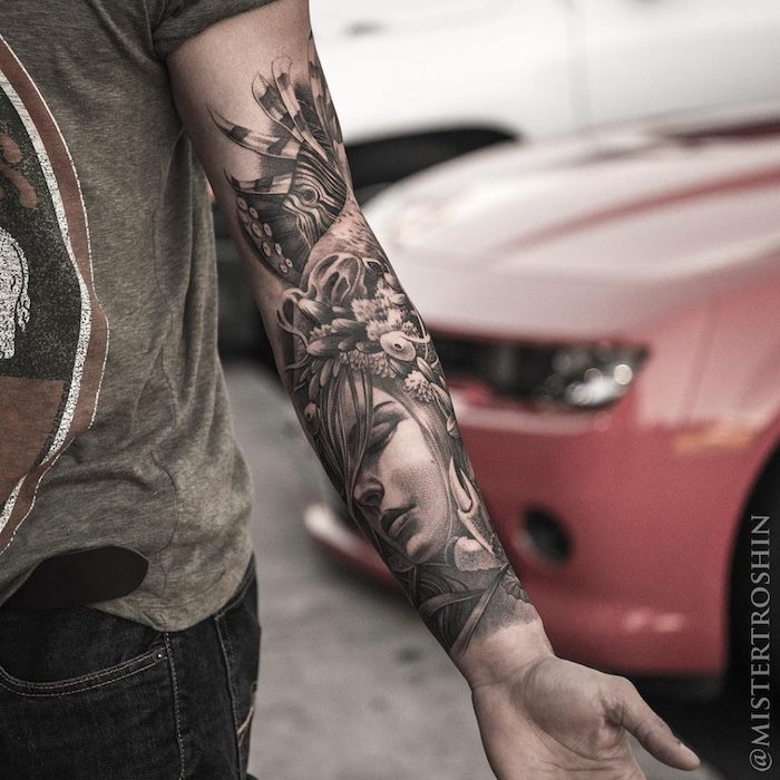 hombres con brazo entero tatuado, más de 100 propuestas de tatuajes en el brazo, diseños de tattoos unicos en fotos 