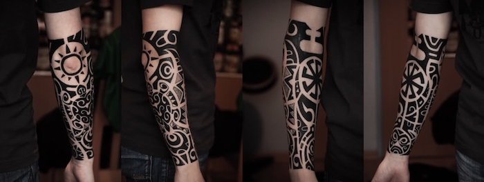 diseños de tatuajes maoríes en el antebrazo, motivos y simbolos de los tattoos maories, tatuajes antebrazo hombre