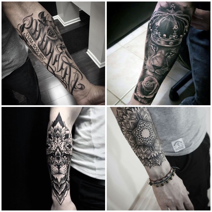 tatuajes con fuerte significado en el antebrazo, diseños de tatuajes únicos para hombres y mujeres, ejemplos de brazo entero tatuado 