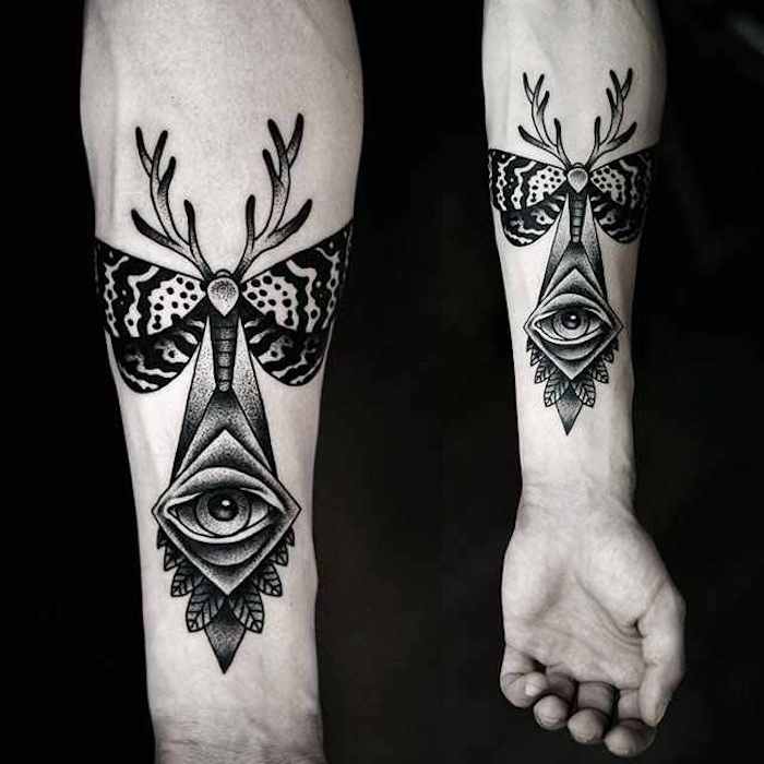 tatuajes antebrazo hombre con un significado escondido, los mejores diseños de tattoos antebrazo, mezcla de símbolos
