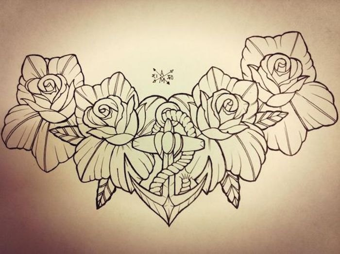 preciosos dibujos para tatuajes con motivos florales, los significados de los diferentes tatuajes con flores, tatuaje de rosa 