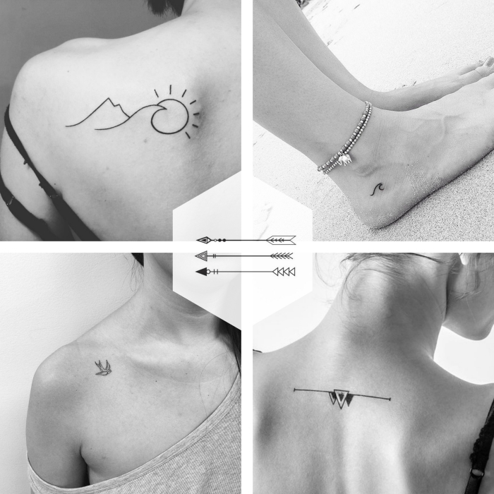 fotos de tatuajes discretos en diferentes partes del cuerpo, tatuaje espalda, tatuaje en el pie, tatuaje en el hombro 
